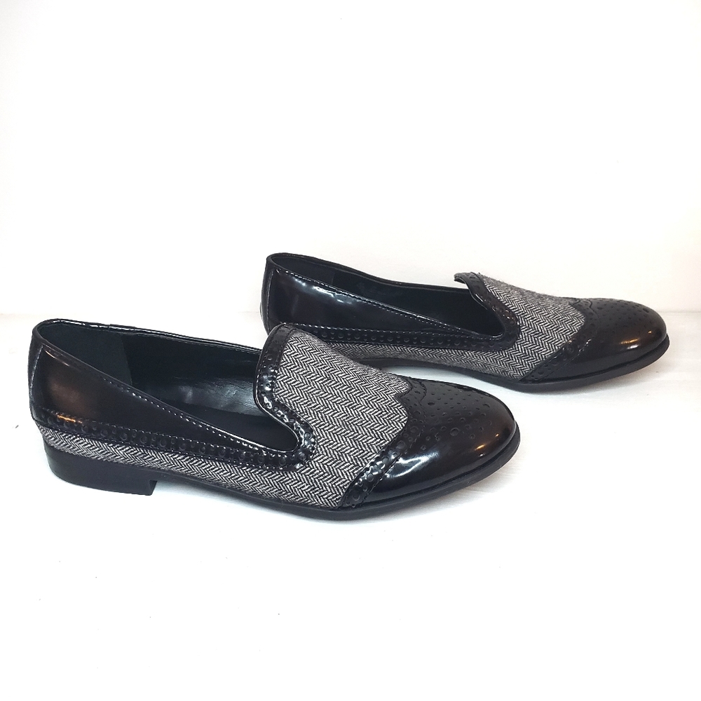 Franco Sarto Wool & patent leather loafers